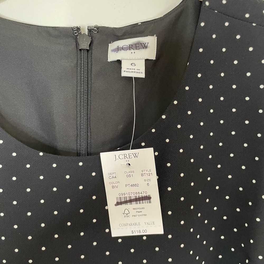 J. Crew Factory Black and White Polka Dot Mini Dress - Picture 2 of 9